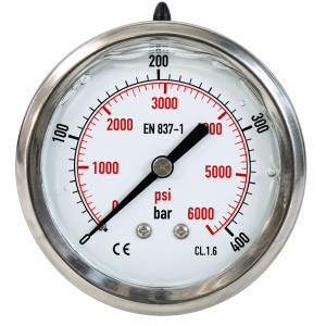 Manometru cu glicerina, axial, 63 mm, Gaz 1/4 tol, presiune aer, apa, ulei