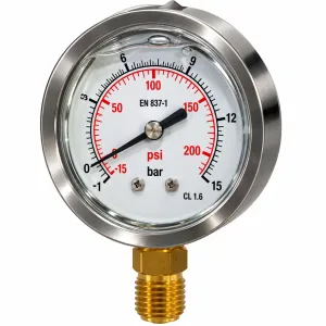 Manometru vacuum cu glicerina, radial, 63 mm, Gaz 1/4 tol