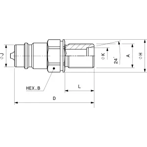 Cupla hidraulica cu bile, PSM Tata bulkhead, filet exterior Metric