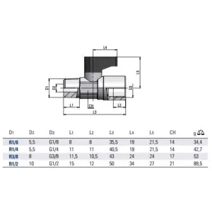 Robinet pneumatic 2 cai, filet interior-exterior