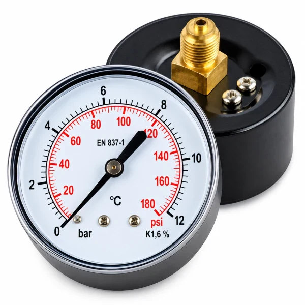 Manometru fara glicerina, axial, 40 mm, Gaz 1/8 tol, presiune aer, apa, ulei