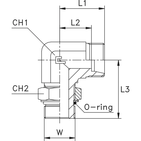 Cot hidraulic 90° TN514, Metric 24° exterior – UNF exterior orientabil