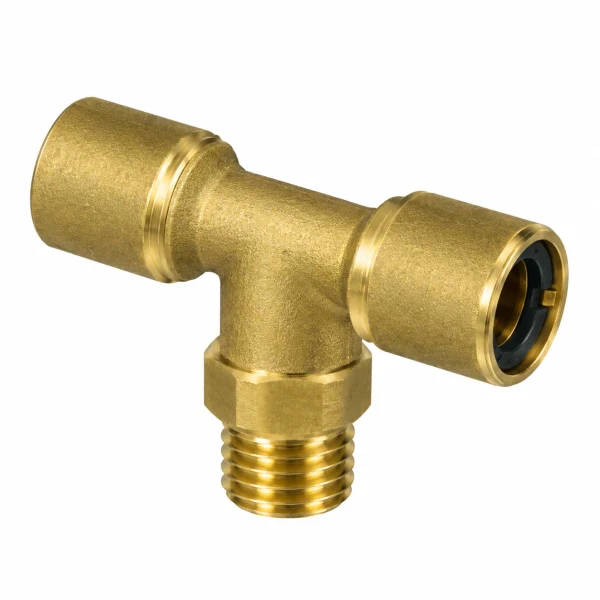 Cupla rapida furtun aer, teu, filet exterior Metric pe mijloc, PT bronz