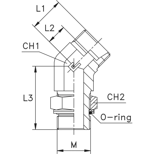 Cot hidraulic 90° TN517, Metric 24° exterior – exterior orientabil