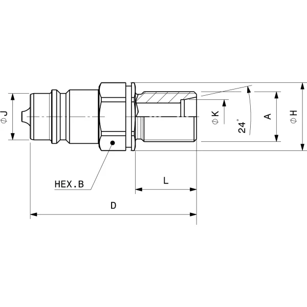 Cupla hidraulica cu bile, PSM Tata bulkhead, filet exterior Metric