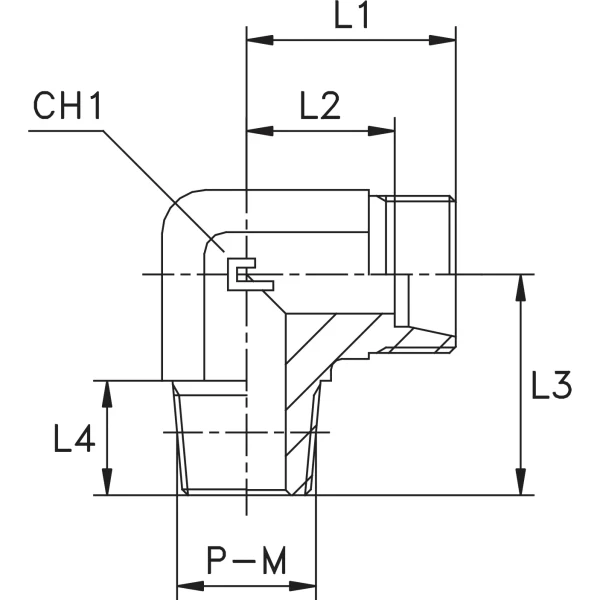 Cot hidraulic 90° TN94, Metric 24° 10L 16x1.5 exterior – NPT 1/2 tol exterior