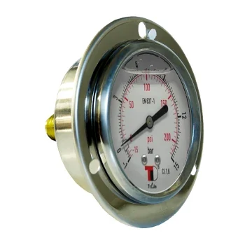 Manometru vacuum cu glicerina, axial cu flansa, 63 mm, Gaz 1/4 tol
